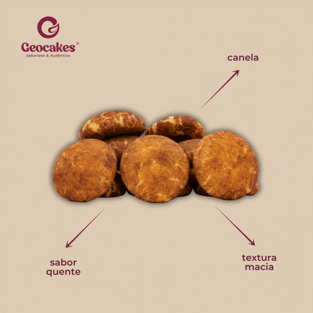 Raivas de Canela a Granel Geocakes — ingredientes: canela, sabor quente, textura macia