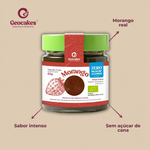 Doce Extra de Morango Biológico Sem Açúcar Geocakes — sobre o fruto: morango real, sabor intenso, sem açúcar de cana