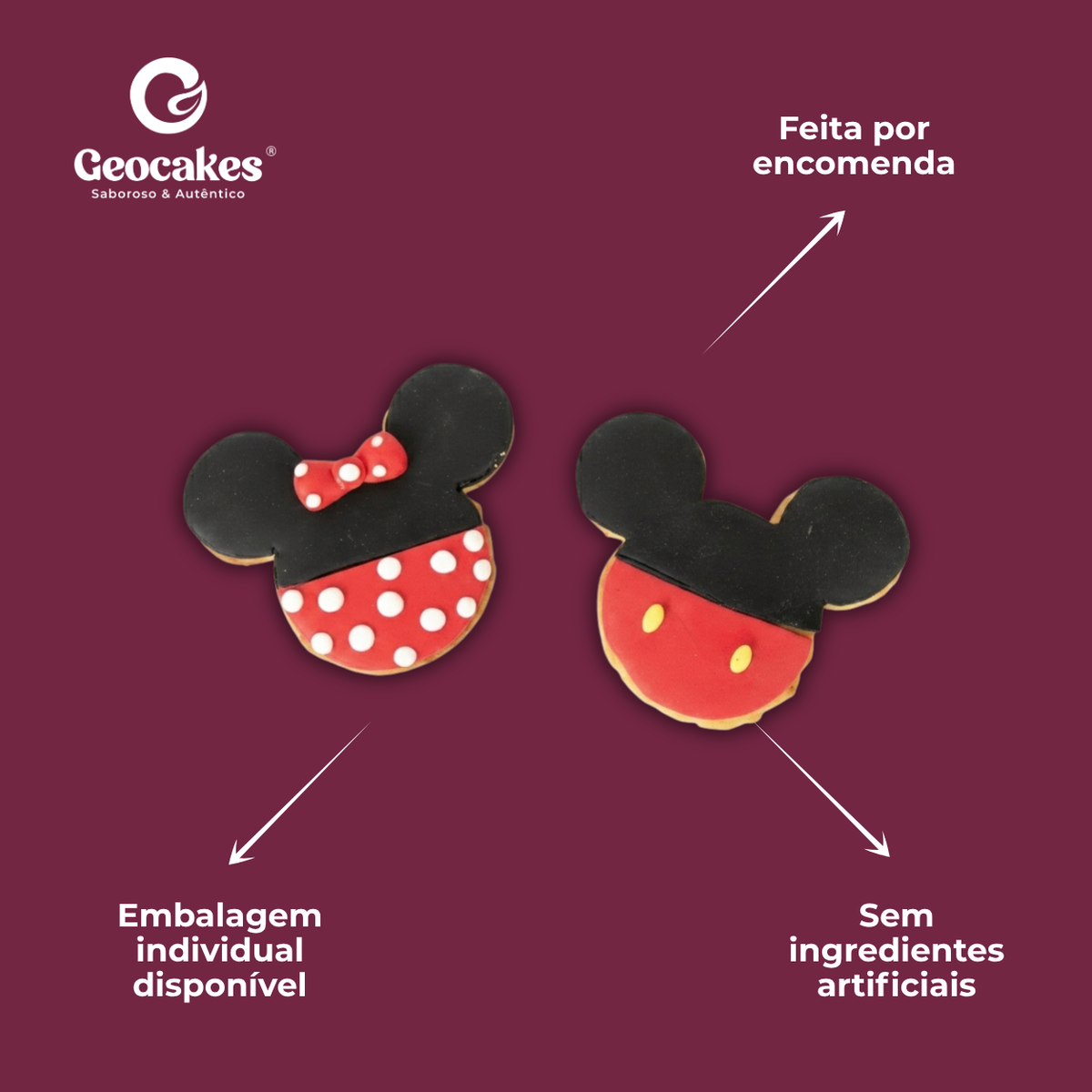 Bolachinhas Decoradas Avançadas Geocakes: feita por encomenda, sem ingredientes artificiais, embalagem individual disponível
