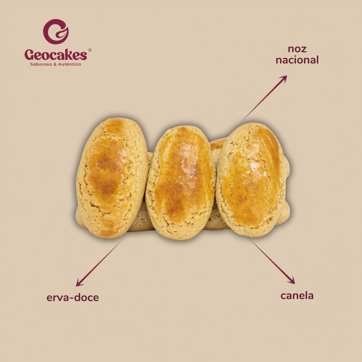 Broas de Noz a Granel Geocakes: noz nacional, erva-doce, canela