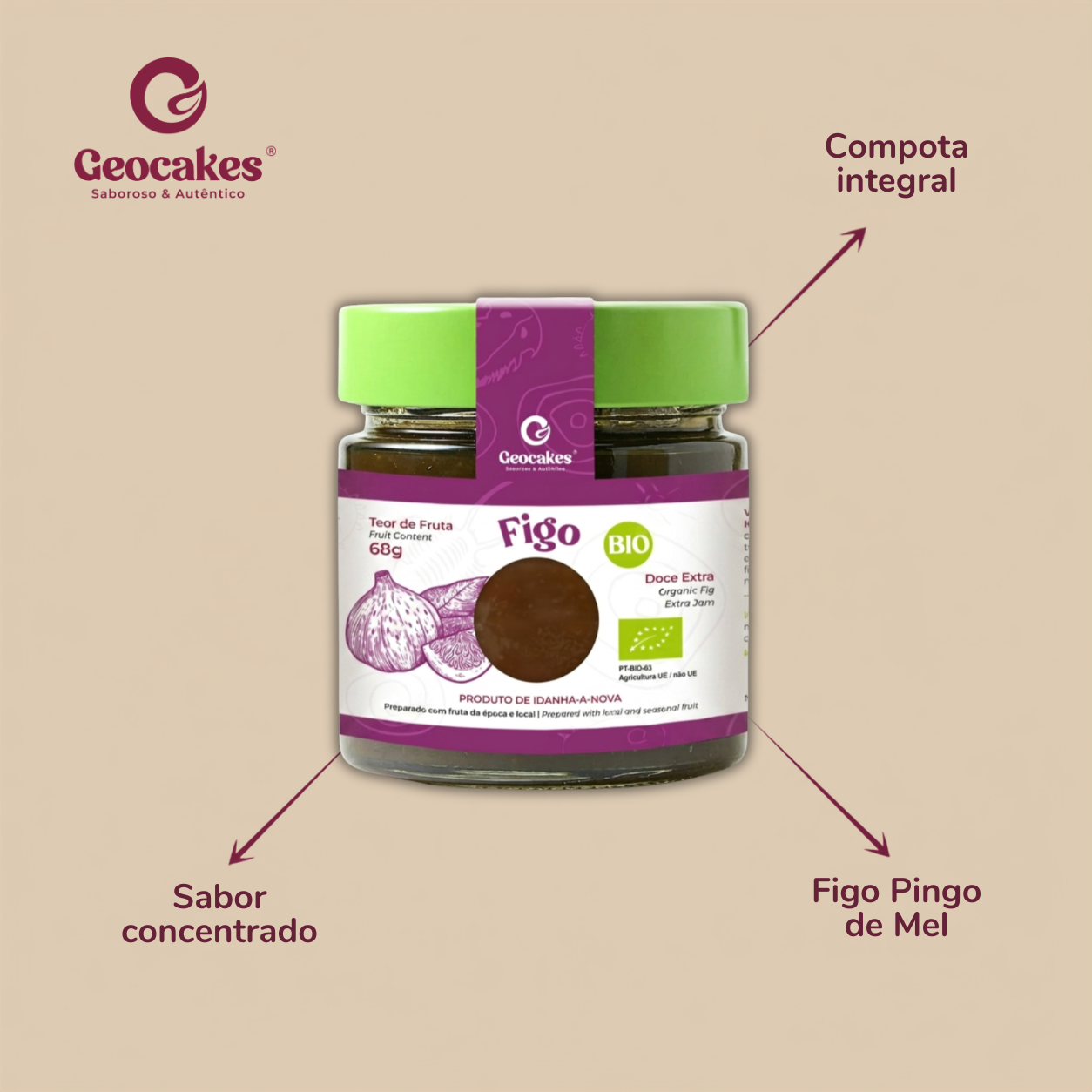 Doce Extra de Figo Biológico da Beira Baixa – Sobre o fruto: compota integral, sabor concentrado, figo Pingo de Mel