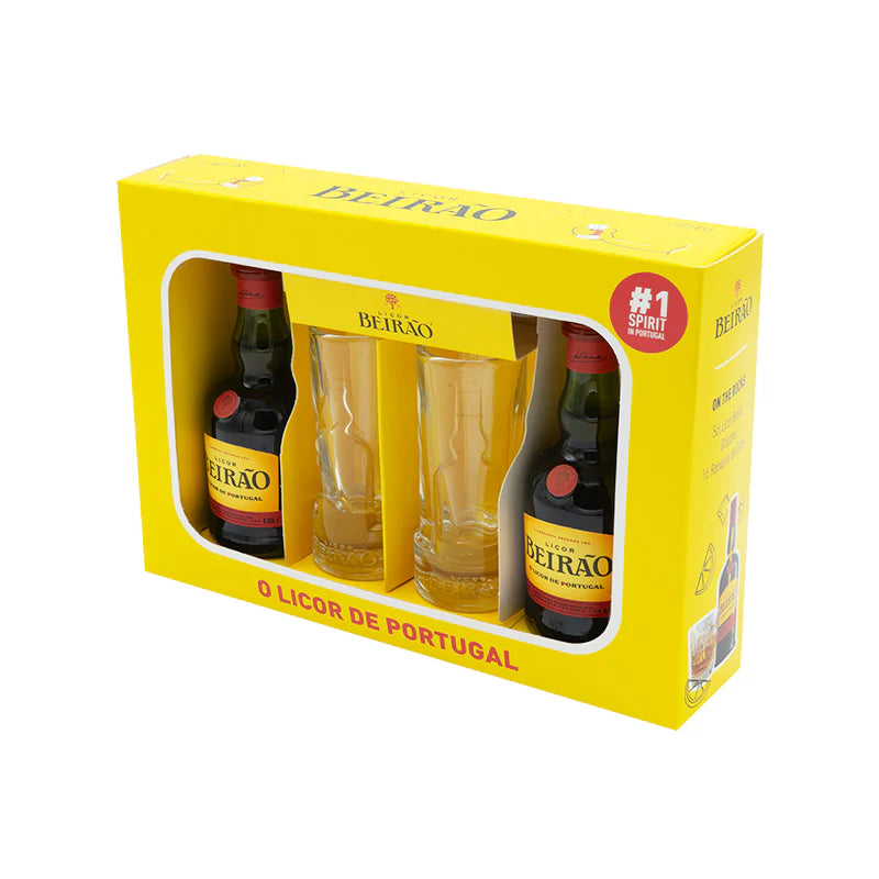 Case with 2 Licor Beirão Miniatures + 2 Shot Glasses – Geocakes