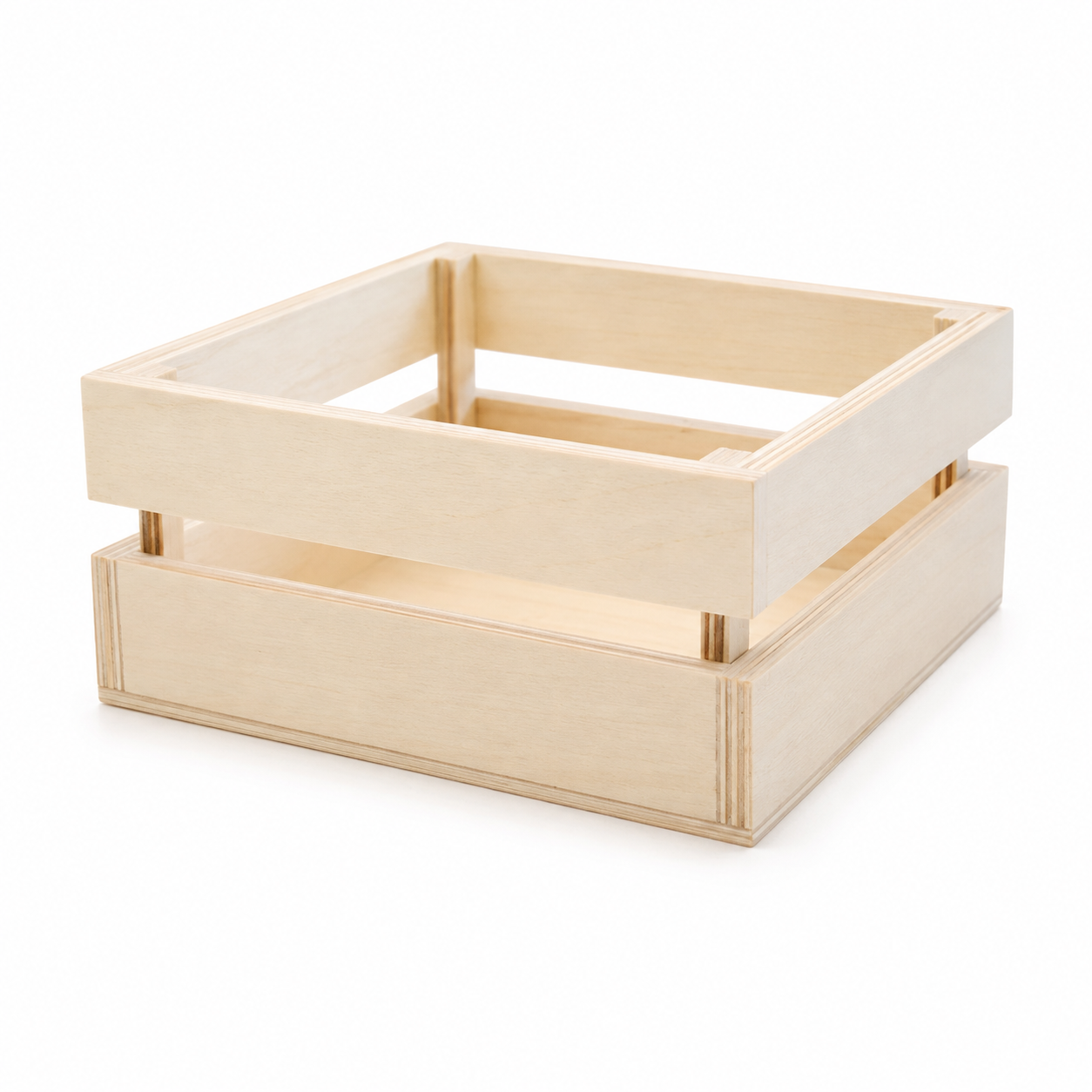 Cesta de Madera Cuadrada 16,5x16,5x7,5 cm