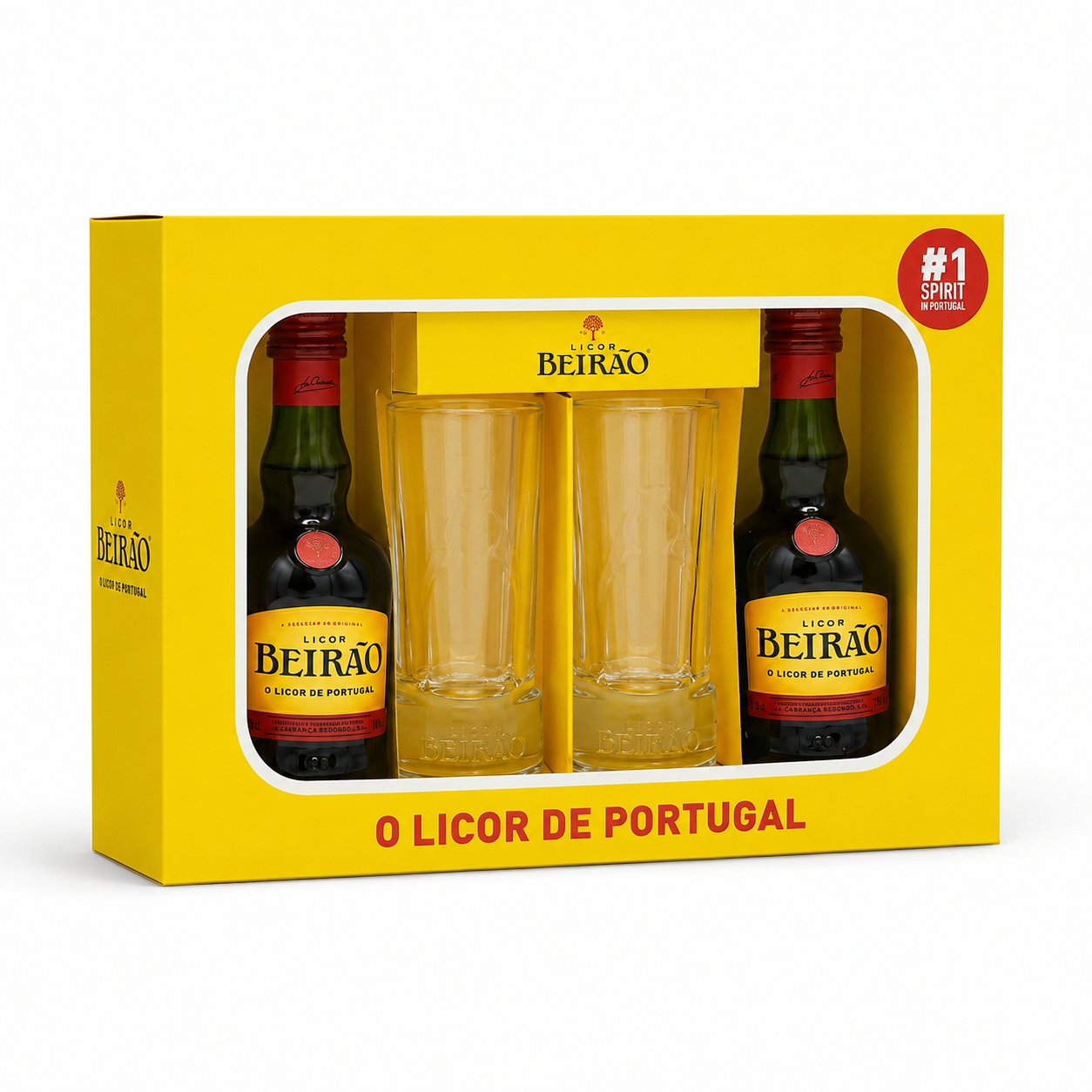 Estuche 2 Miniaturas Licor Beirão + 2 Vasos de Chupito