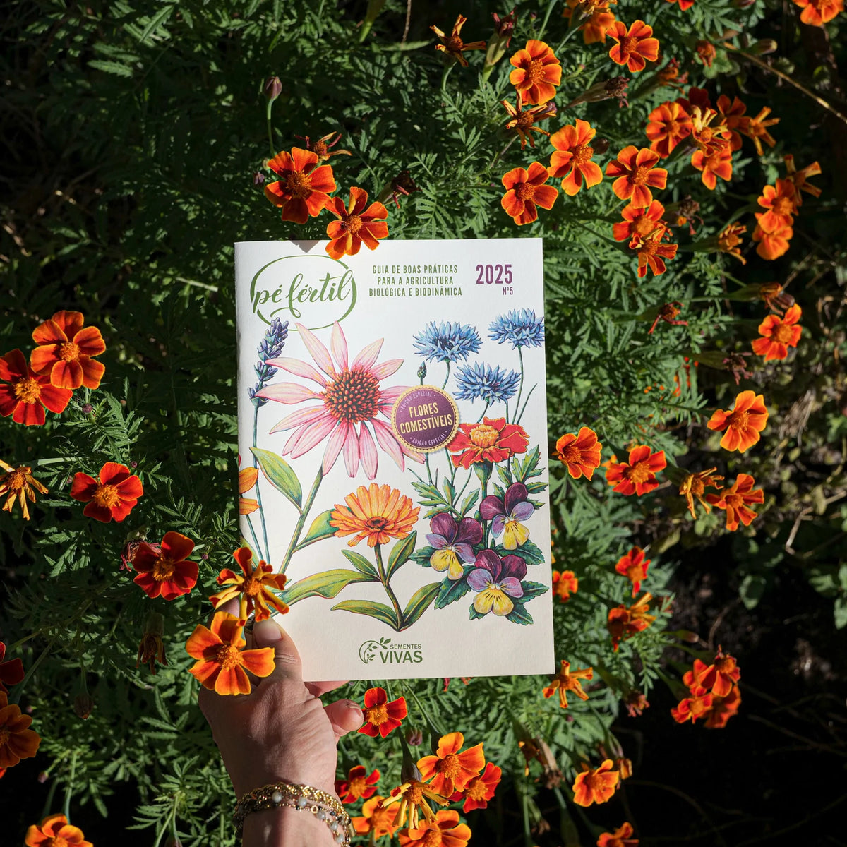 Página interior do Guia Pé Fértil 2025: Edição Especial Flores Comestíveis