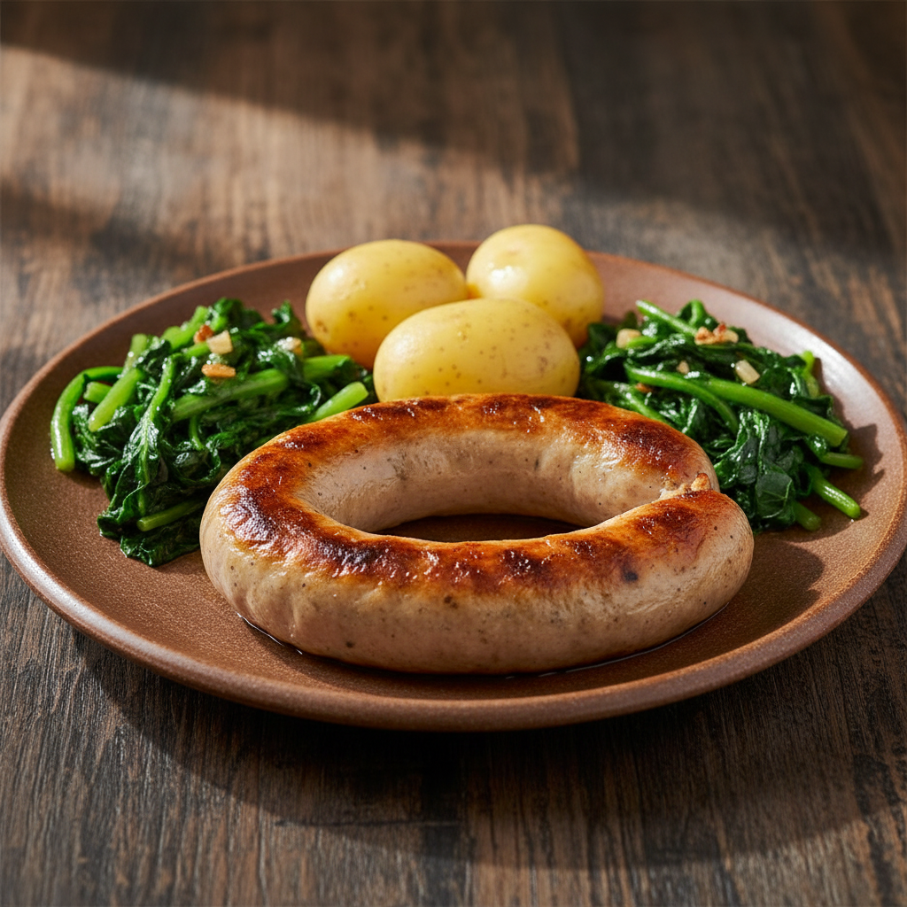 Alheira com Grelos e Batata