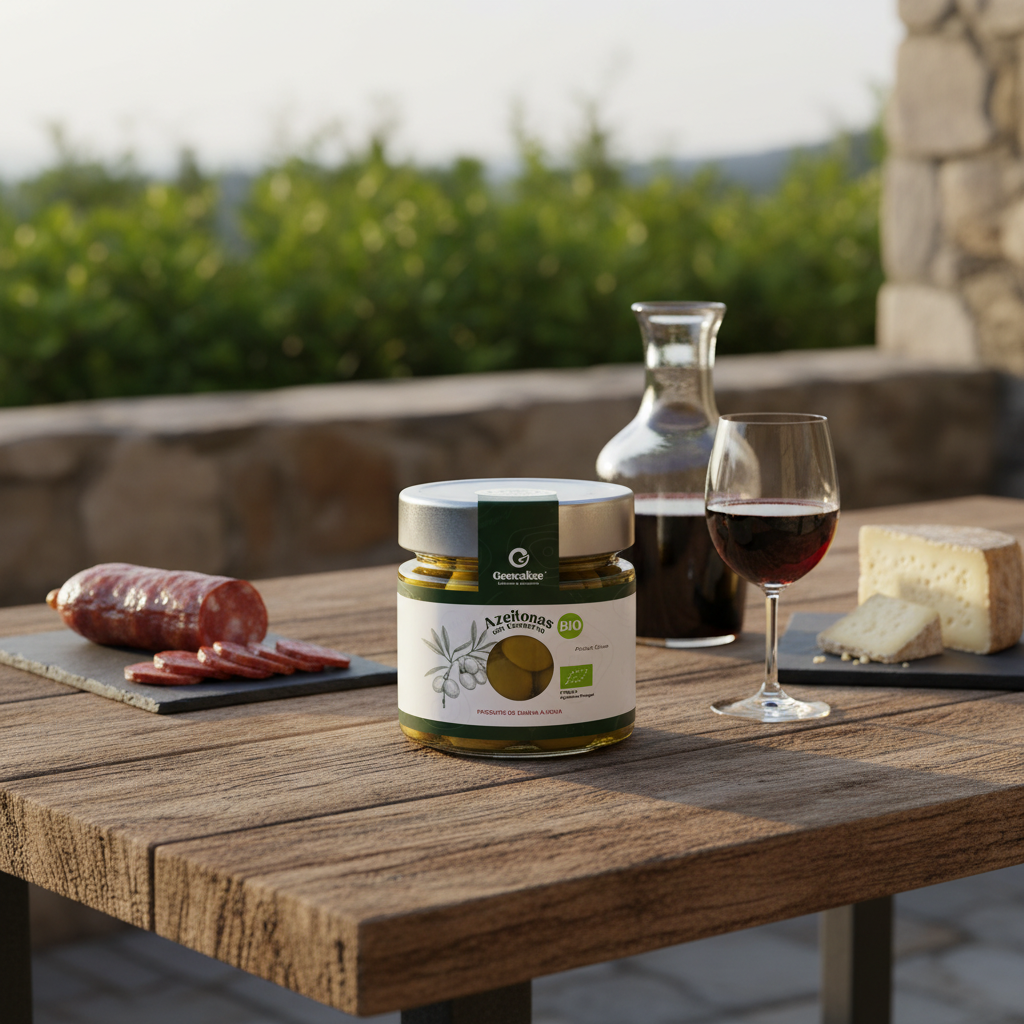 Azeitonas BIO — Exterior com Enchidos, Queijos e Vinho