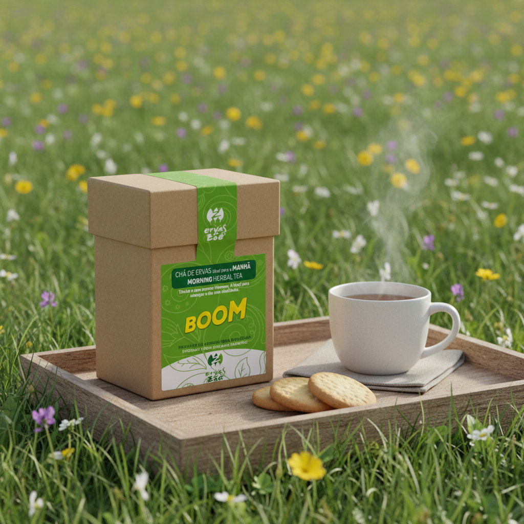 Boom Morning Herbal Tea – Campo com Bolachas