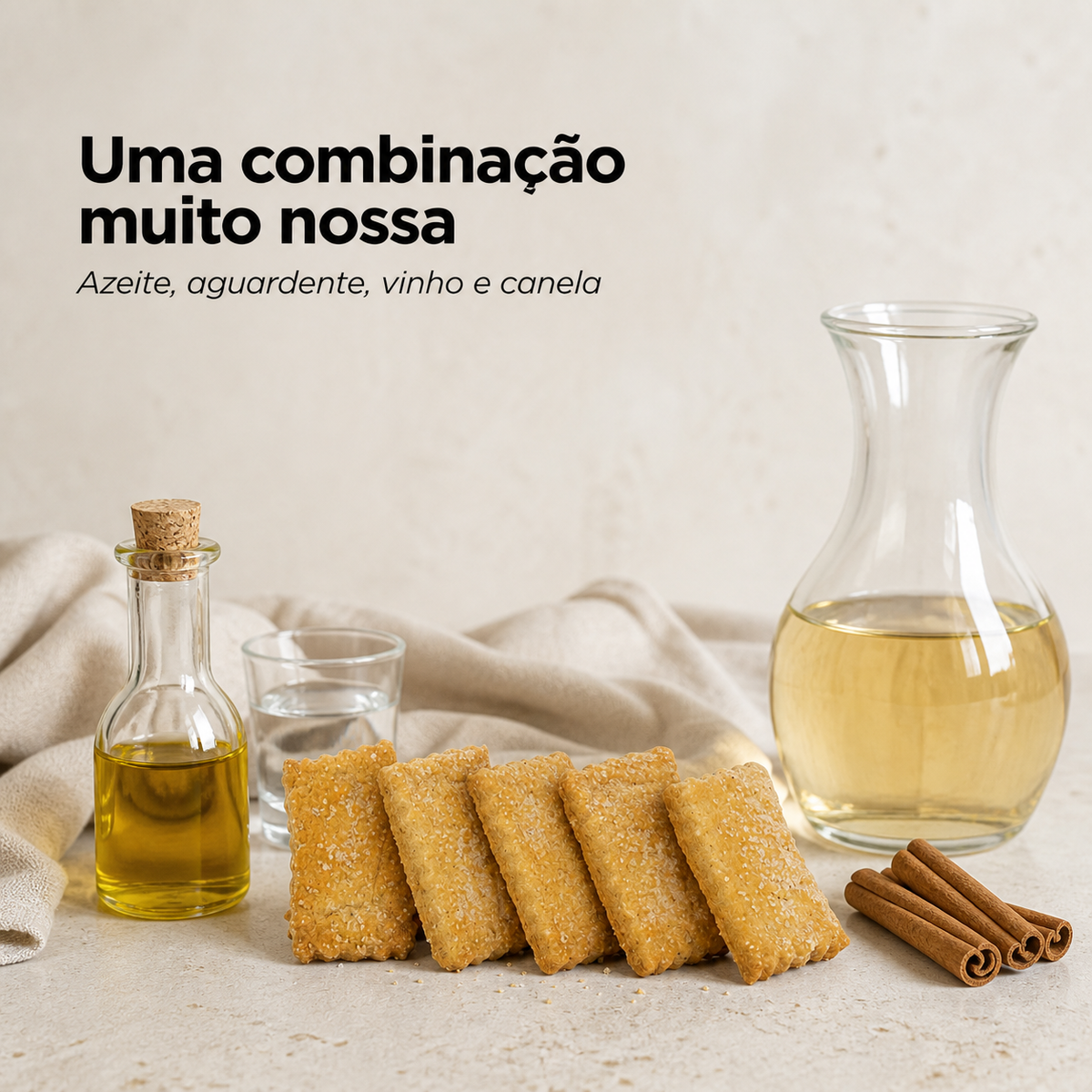 Borrachões Geocakes — azeite virgem, aguardente, vinho branco e canela da receita tradicional