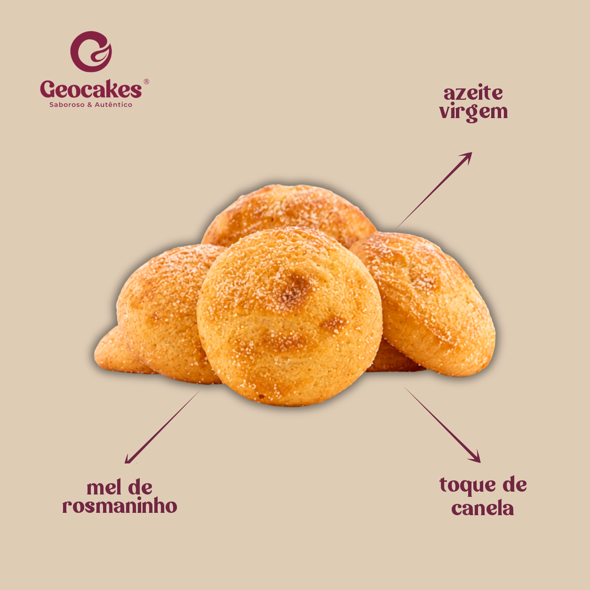 Broas de Mel Geocakes — azeite virgem, mel de rosmaninho e toque de canela