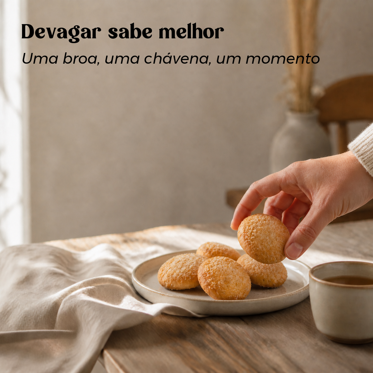 Broas de Mel Biológicas Geocakes com chávena numa pausa tranquila