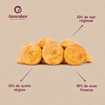 Broas de Mel a granel Geocakes: 13% de mel regional, 13% de azeite virgem e 19% de ovos frescos