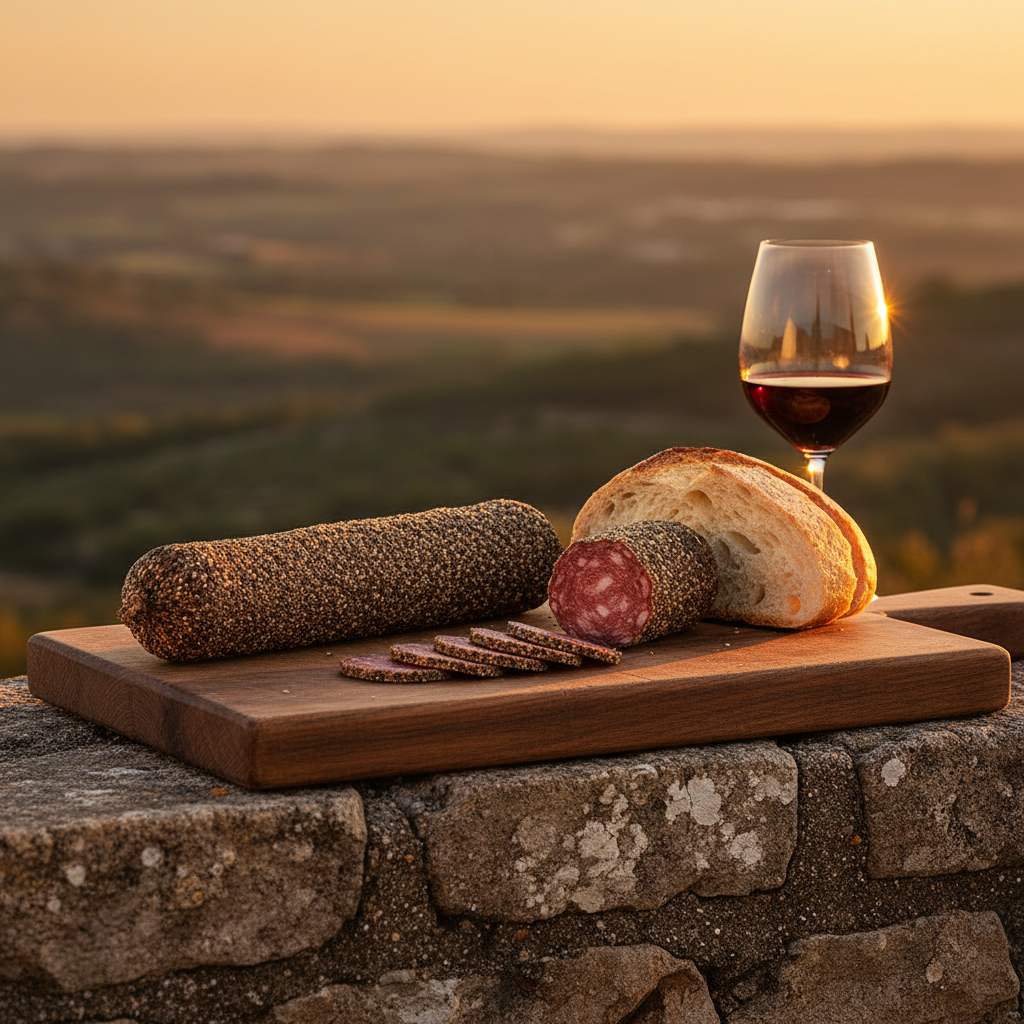 Chouriço de Javali — Pôr do Sol com Vinho e Pão