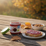 Doce de Morango BIO — Lifestyle Outonal Exterior com Torrada e Granola