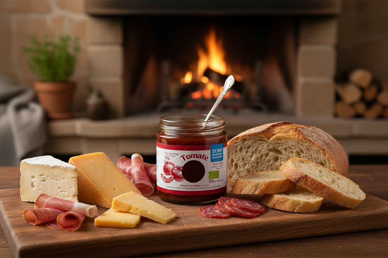 Doce de Tomate Bio com queijo, enchidos e tostas