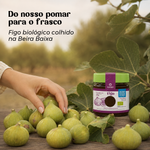 Figos biológicos Pingo de Mel colhidos no pomar da Geocakes junto ao doce de figo