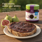 Doce extra de figo biológico Geocakes com textura espessa sobre pão e figos Pingo de Mel
