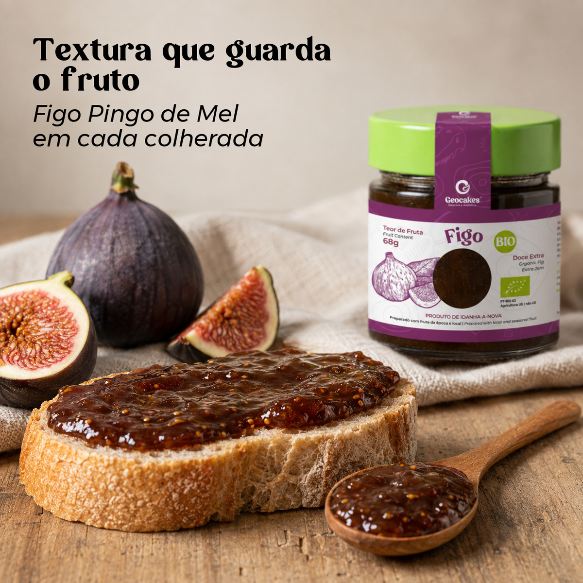 Doce extra de figo biológico Geocakes com textura rica e figos Pingo de Mel