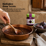 Produção artesanal do doce de figo biológico Geocakes em tacho de cobre