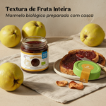 Doce Extra de Marmelo Biológico Sem Açúcar Geocakes — textura de fruta inteira, preparado com casca