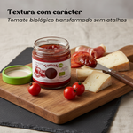 Doce extra de tomate biológico Geocakes com textura artesanal e acompanhamentos