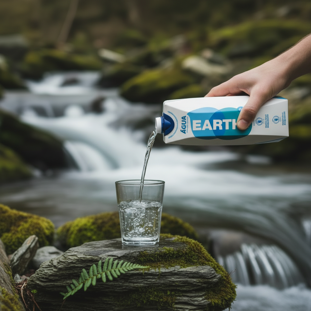 Earth Water 1L — Água a ser servida