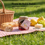 Geleia de marmelo biológica Geocakes num piquenique com marmelos do pomar