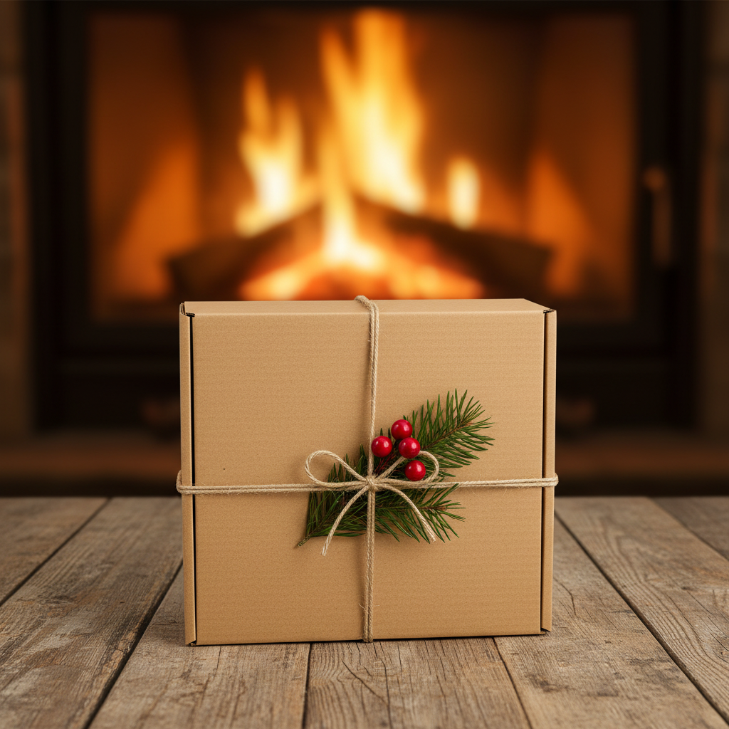 Kraft Mailer Box — Natal com Lareira