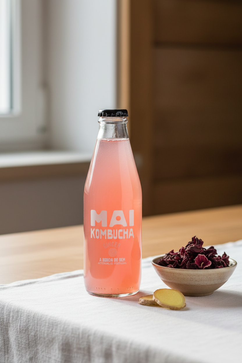 MAI Kombucha Gengibre & Hibisco — Linho & Cerâmica