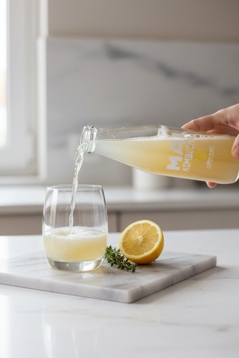 MAI Kombucha Limão — A ser servida