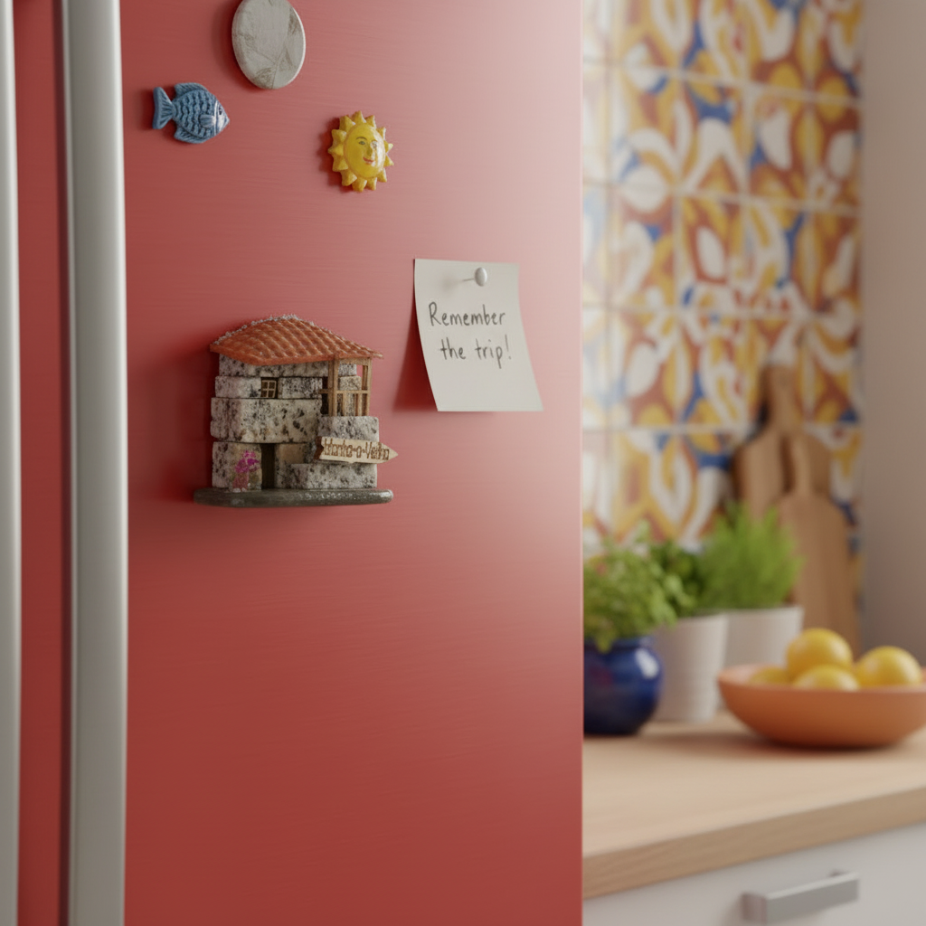 Mini Casa em Pedra — Íman em Cozinha Colorida