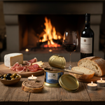 Patê de Perdiz DoMonte — Lareira, vinho tinto, mesa cheia