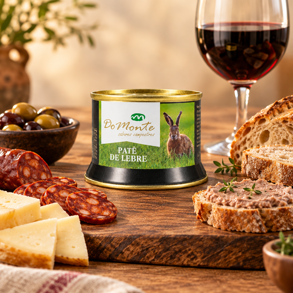 Produto com enchidos, queijos, vinho tinto e pão