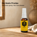 Própolis em spray Bruno Anselmo em detalhe, com pulverizador para aplicação controlada