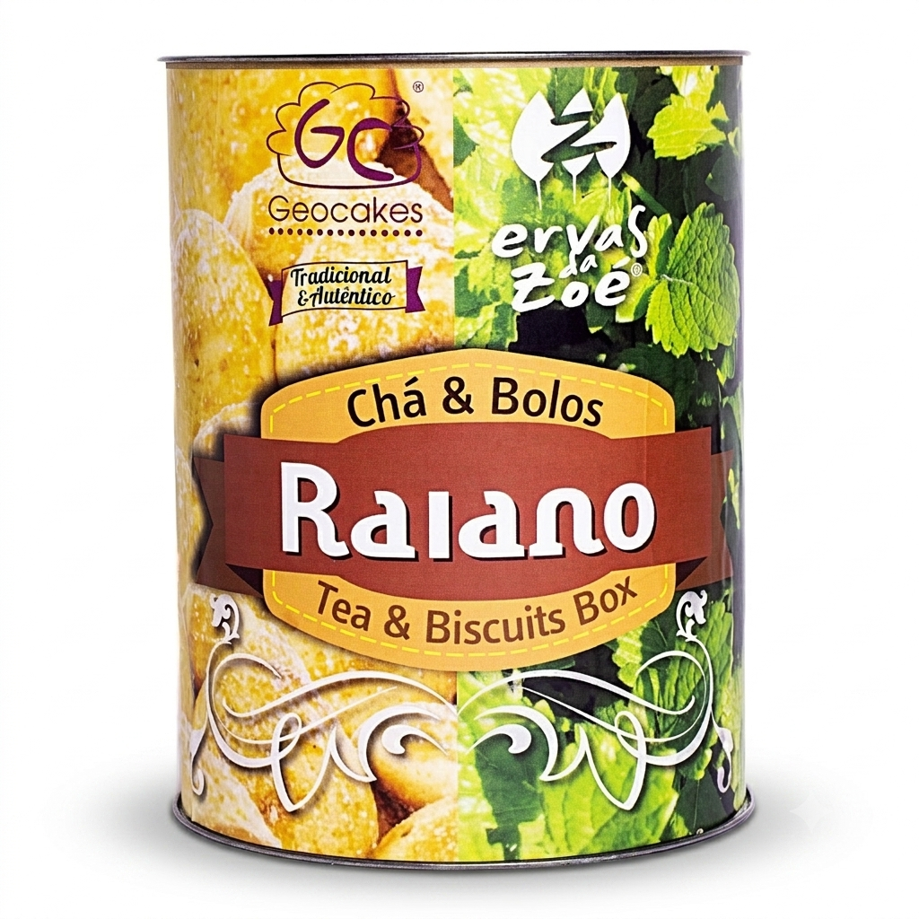Organic RAIANO - Herbal Tea and Honey Broas in Eco Tin | Geocakes