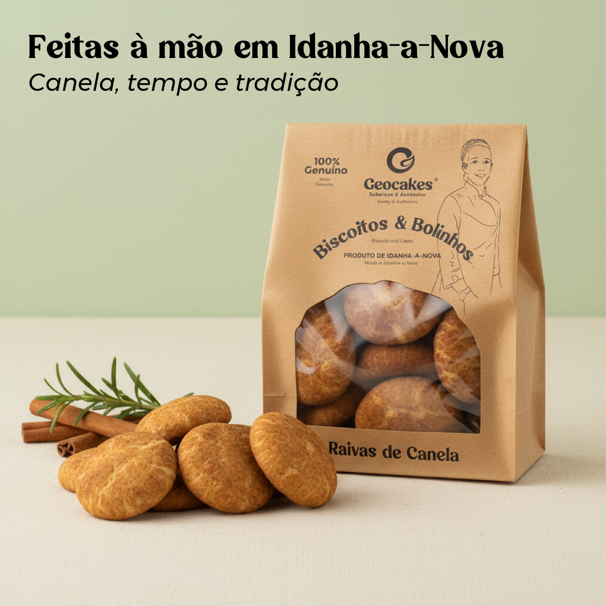 Raivas de Canela Geocakes com embalagem — Feitas à mão em Idanha-a-Nova