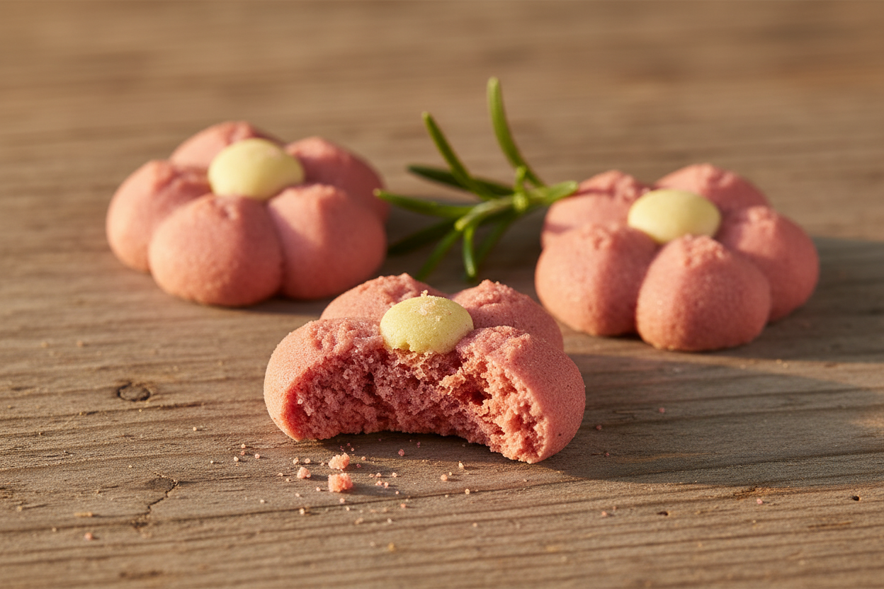 Rosas Albardeiras Bio — Mordida com interior rosa e textura biscotti